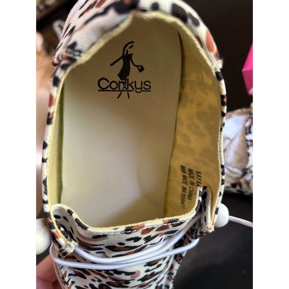 Corky's Kayak Boat Shoes Women 10 White Leopard Print Canvas Loafers Slip On NEW - Picture 9 of 9